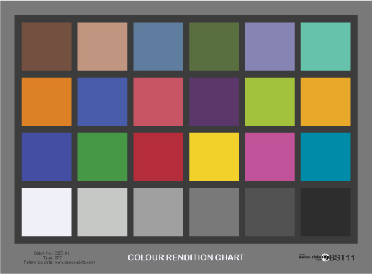 Color Chart For Camera Calibration